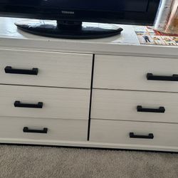 White Dresser Drawer With Black Handles 