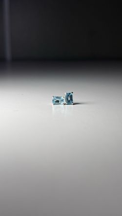 Aquamarine Emerald Cut Stud Earrings