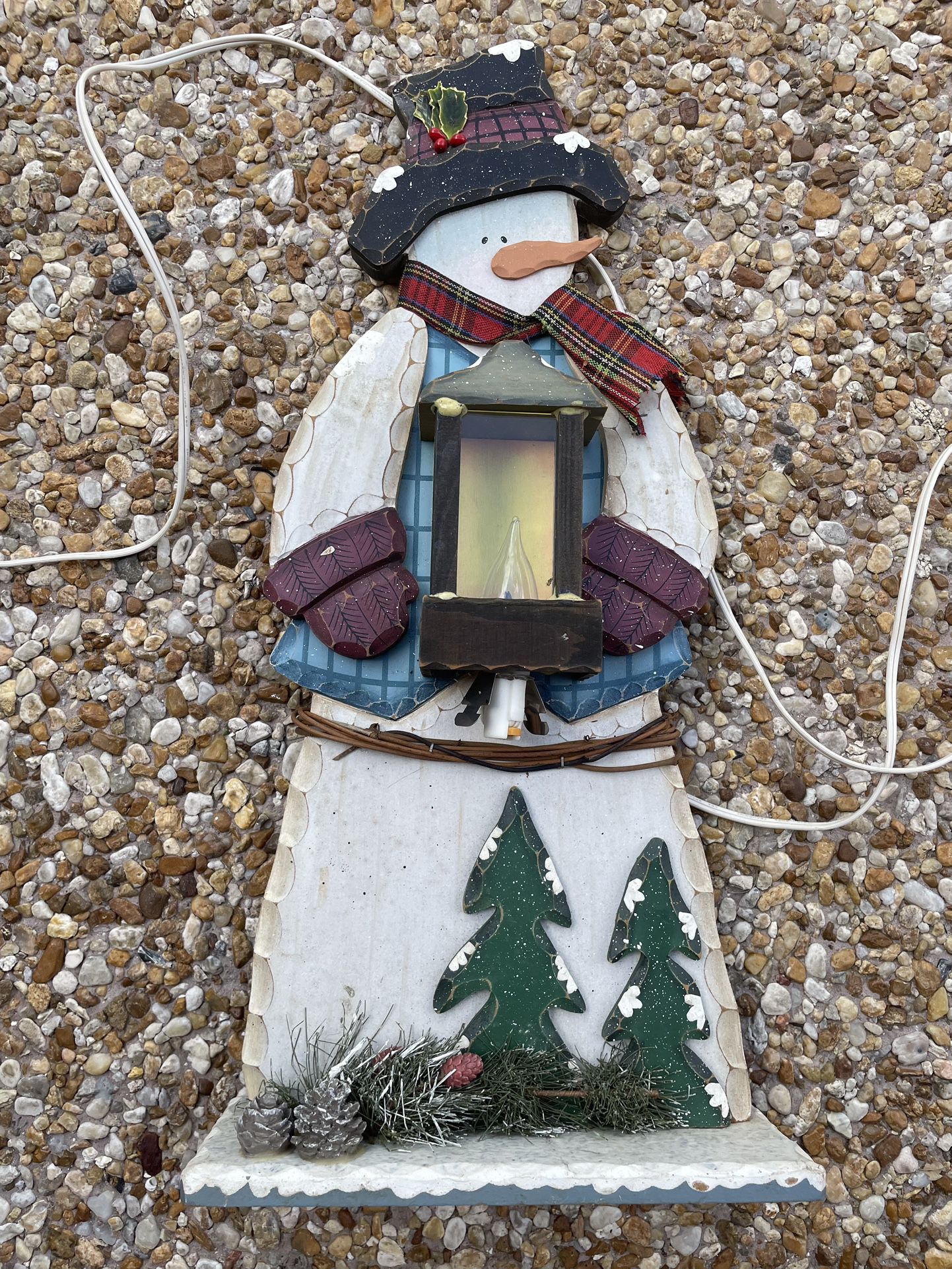 20’  Outdoor Christmas Wooden Snowman- Candle Light Up - Christmas Decor