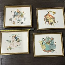 Vintage Norman Rockwell Litho Framed ‘Four Ages of Love’ Set