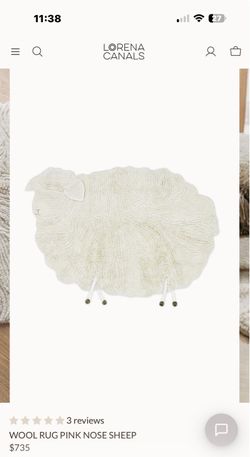 NWT Lorena Canals Wool Rug Pink Nose Sheep For Kids Bedrooms & Nursery’s NWT