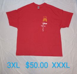 Travis Scott McDonald's 3XL 2XL XL Cactus Jack Red Crew T-Shirt BRAND NEW