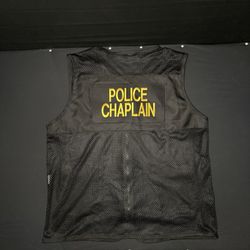 Authentic Police Chaplain Vest Black Mesh With Pockets RARE