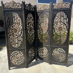Hand Carved Privacy Screen/Room Divider