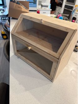 2-tier bamboo bread box.