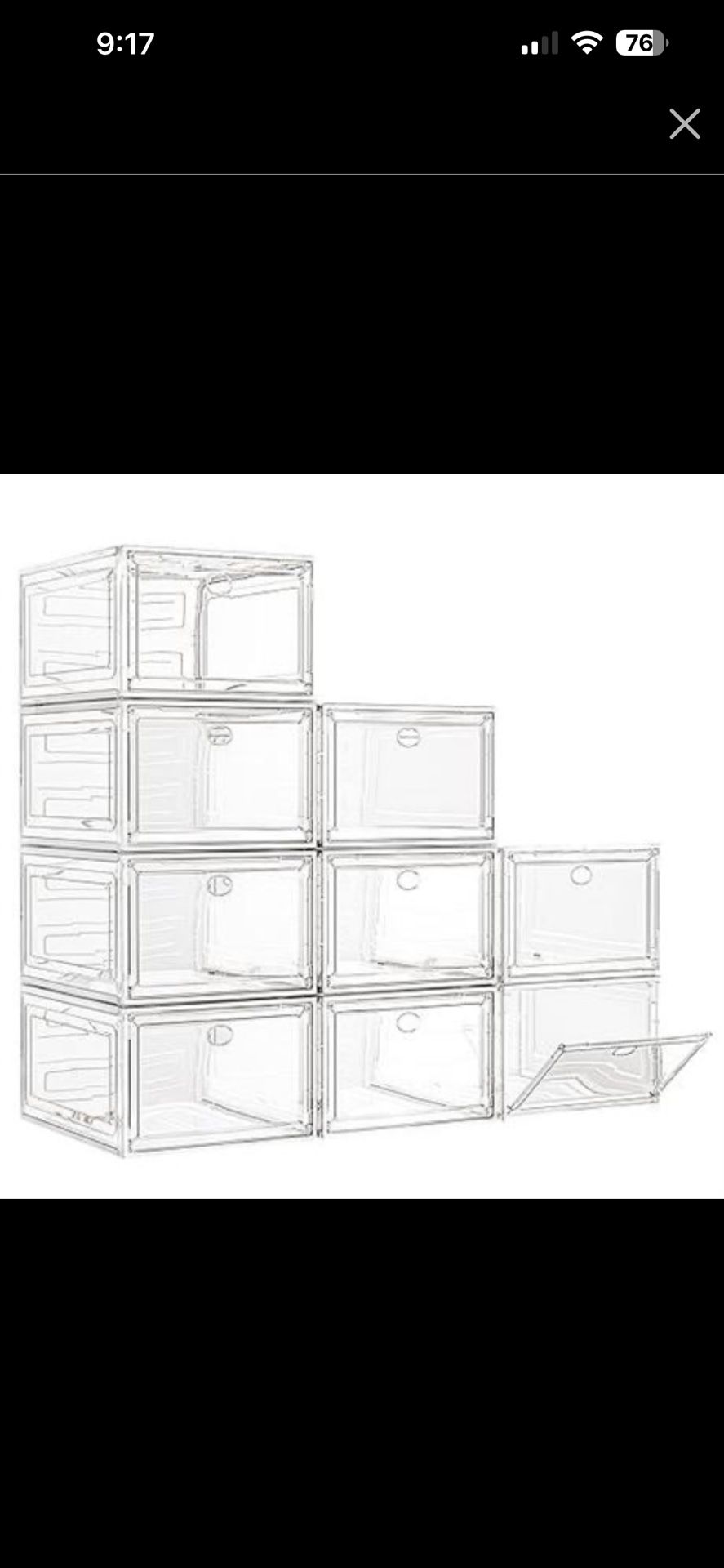 Large Clear Shoe Boxes Organizer【Thicker Material】 Stronger Shoe Box with Magnetic Door, Stackable Shoe Storage Box for Closet, Foldable Space-Saving