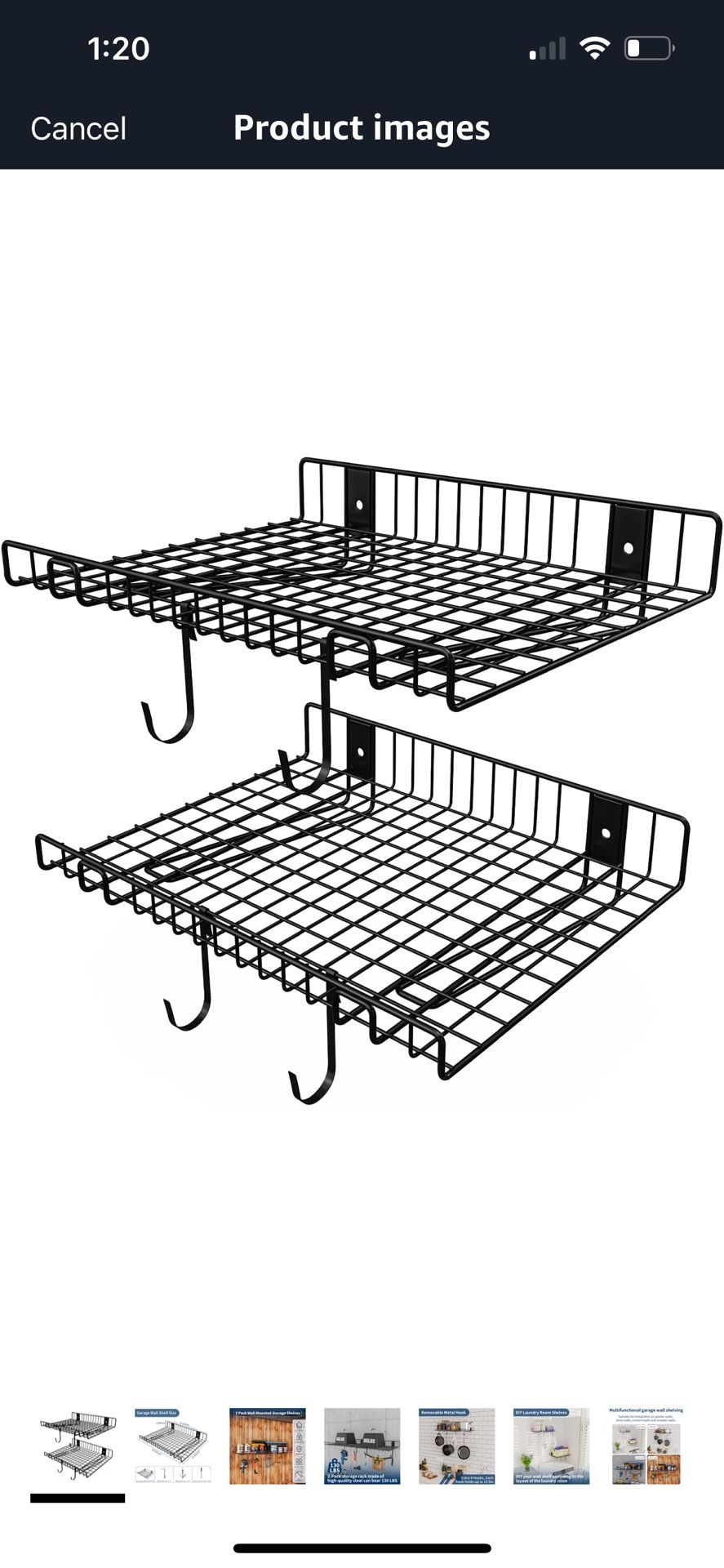 2 Pack Garage Wall Shelf, Wall Mounted Storage Shelves, Heavy Duty Metal Shelves for Room Wall, Loads 130 LBS Floating Shelves Mesh Storage Rack for G