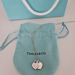 Tiffany Silver Double Heart Tag Pendant
