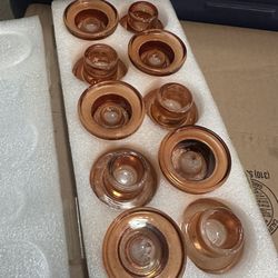 12 Amber Glass Taper Candle Holders - Wedding Party Centerpiece Decor Decoration