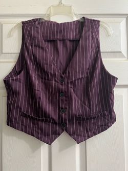 SHEIN Purple Pinstripe Button-Front Vest and Pants Set