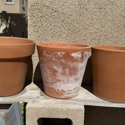 Terra Cotta Clay Cylinder Pot × 3