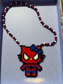 SPIDER-MAN HELLO KITTY KANDI PERLER NECKLACE FESTIVALS RAVES