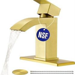 (New in Box) 
CREA Gold Waterfall Bathroom Faucet Single Hole,Brushed Gold Faucet for Bathroom Vanity Single Handle Bathroom Sink Faucet 1 Hole,Stainl