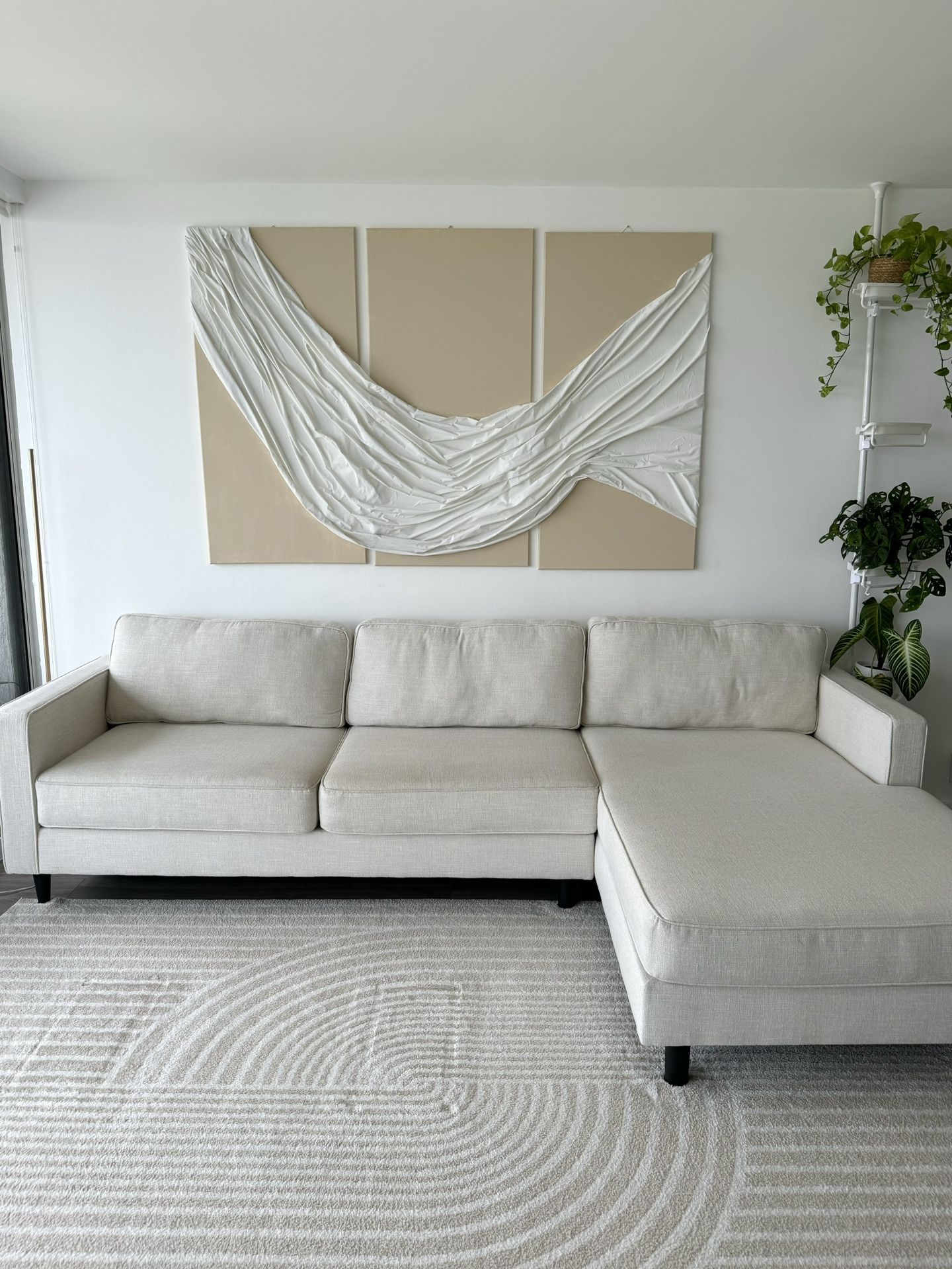Large L-Shaped Sectional Couch, Ivory
