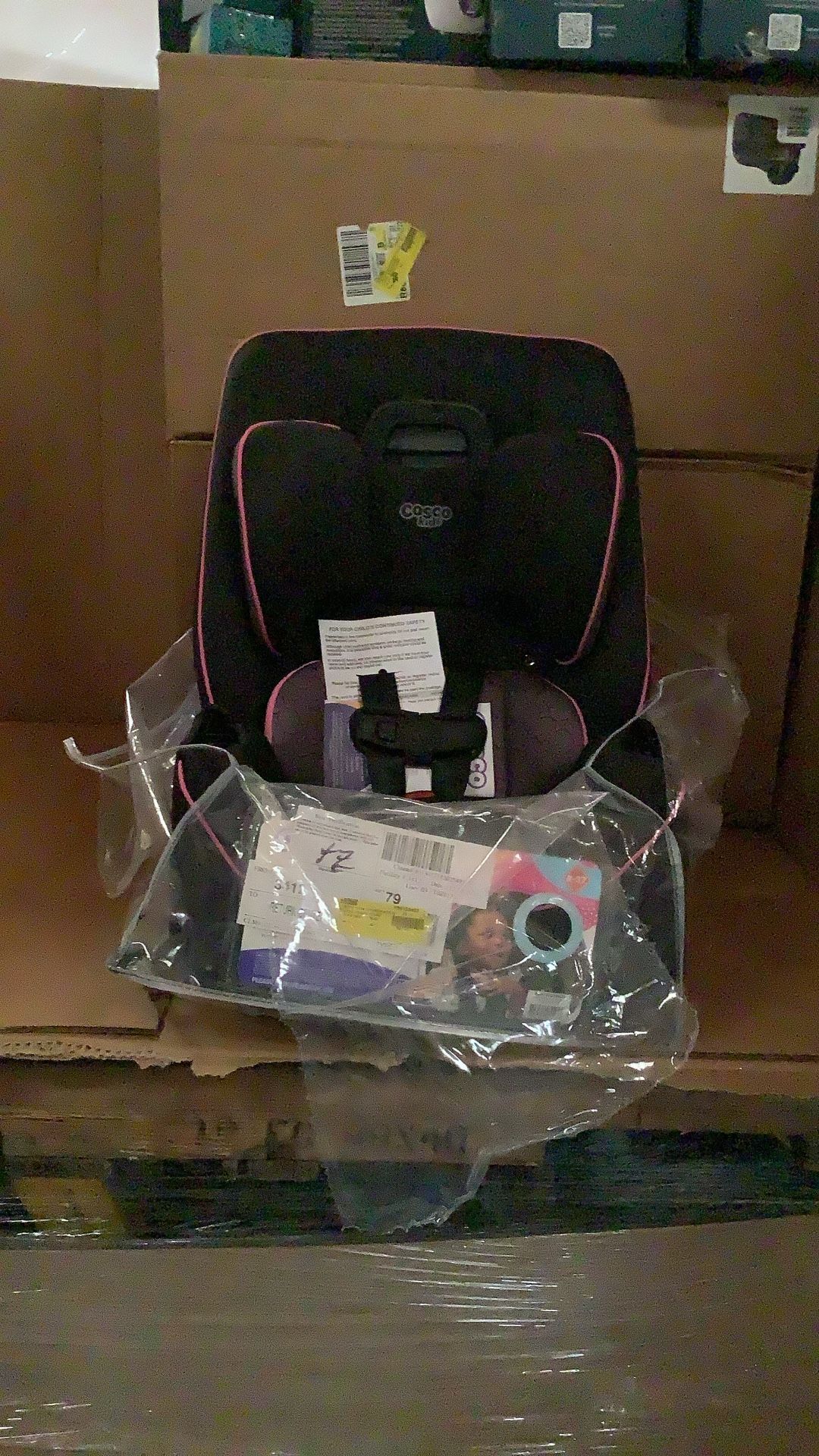 Cosco Kids Easy Elite Slim All-in-One Convertible Car Seat, Pink Rings, Infant & Toddler, Unisex