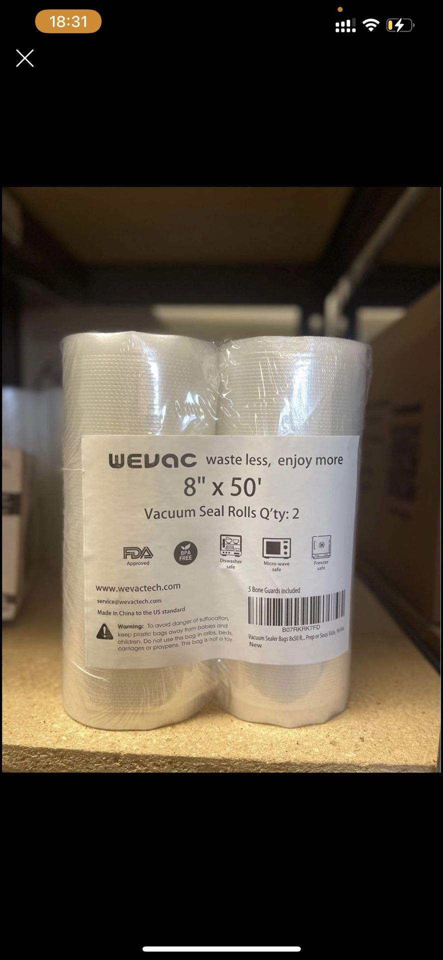 wevac vacuum sealer bags 8x50 rolls