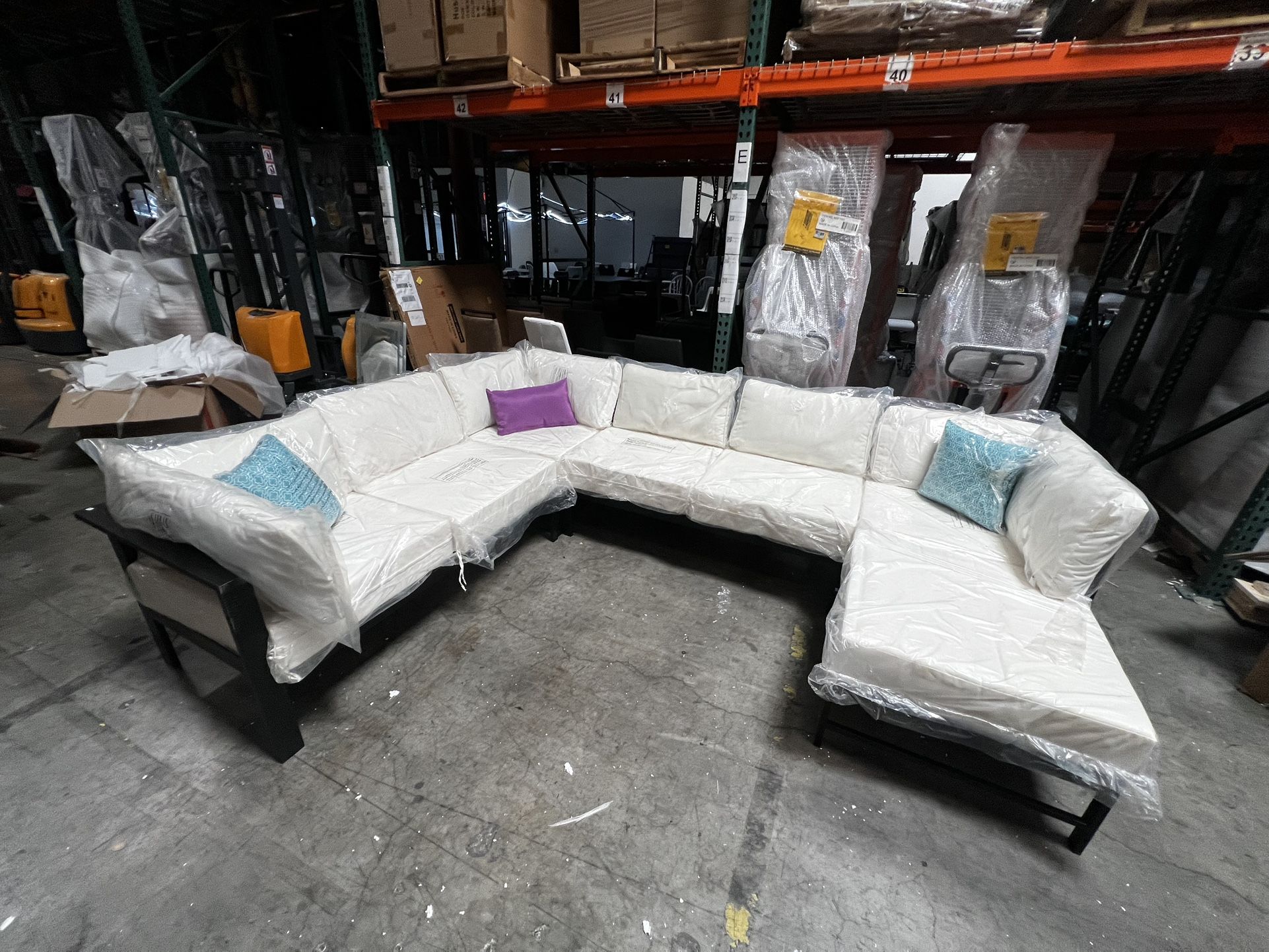 New Outdoor Patio Furniture Aluminum Frame Sectional Sofa Thick Cushion