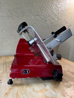 Commercial Electric Meat Slicer – Red & Stainless Steel