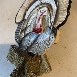 17 Inches Tall Thanksgiving Turkey W/ Bow Garden/ Plant Stake