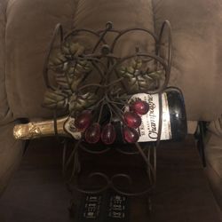 Wrought Iron Grape  3 Bottle Wine Holder