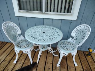 Iron small patio bistro table and chairs set