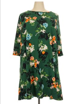 Green Floral Print Shift Dress