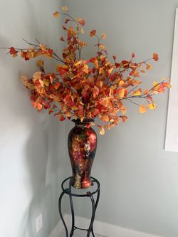 Decorative vase with fall arrangement - 48” tall