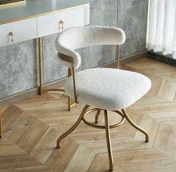 Rosdorf Park Milahni faux fur gold metal frame vanity chair