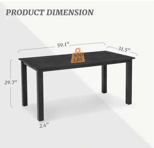 HDPS Outdoor Dining Table Weather-Resistant Rectangle Patio Dining Table for Outside Indoor