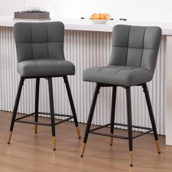 Dark Gray 26" Swivel Counter Height Bar Stools Set of 2