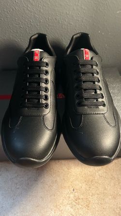 Prada Luna Rossa Black Leather Sneakers