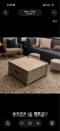 Square Wood Coffee Table with Drawer