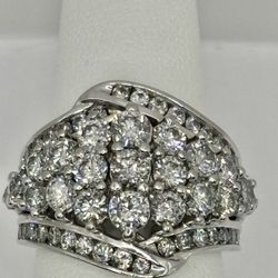 Ladies 14k White Gold 3 Carat NATURAL Diamond Ring