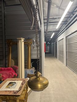 vintage mid-century modern brass swag pendant lamp