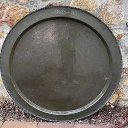 Beautiful Antique Vintage Brass Engraved Plate Chinese 