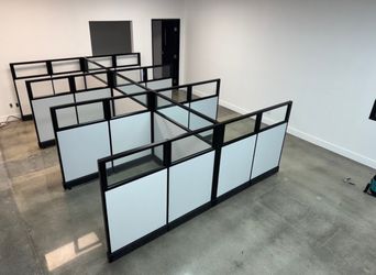 New All Glass Office Cubicles. 60”x60”x53”H. Free Delivery!