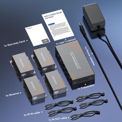 4K HDMI Extender Splitter 1x4 Video Over Cat5 Cat6 Cat7 Ethernet Cable