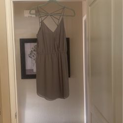Cute Tan /olive Green Dress- Strappy Back