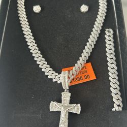 Solid 925 Sterling Silver 8mm 24” Miami Cuban Link Chain,Bracelet,Earrings,and Pendent