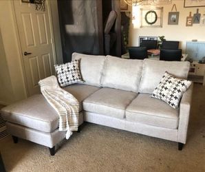Modern Gray L-Shape Reversible Chaise Sofa