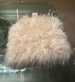 New White Glam Faux Fur Sheepskin Chair Cushion