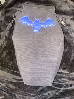 Small Bag back Gothic With A Blue Bat Design #gothic #bats