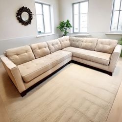 Macy’s Beige 110” by 82” 2pc Tufted Sectional Sofa 