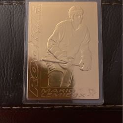 Mario Lemieux Rookie Card 22kt Gold 2001 NHL
