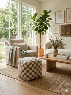 Checkered Pouf Ottoman