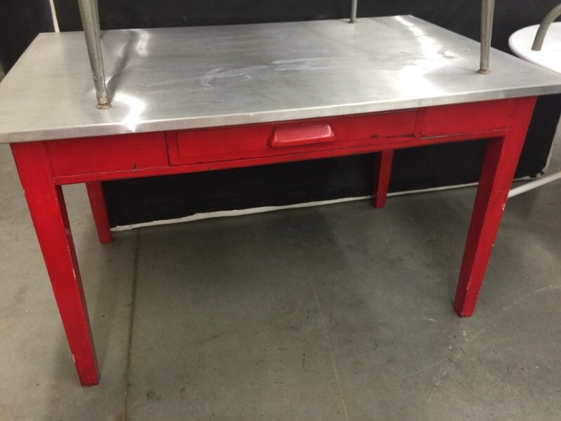 Red Farm Table stainless top