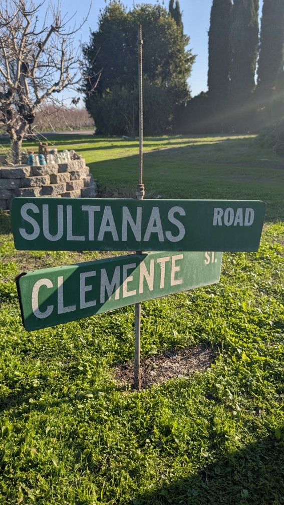Vintage Green Street Sign Set - Sultanas Rd & Clemente St