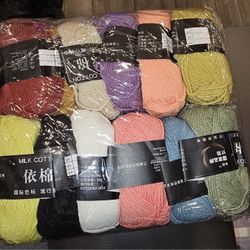 12 Colors Milk Cotton Yarn, Crochet Cotton Knitting Thread Soft Warm Baby Yarn