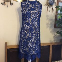 Lily.J London royal blue high neck lace dress