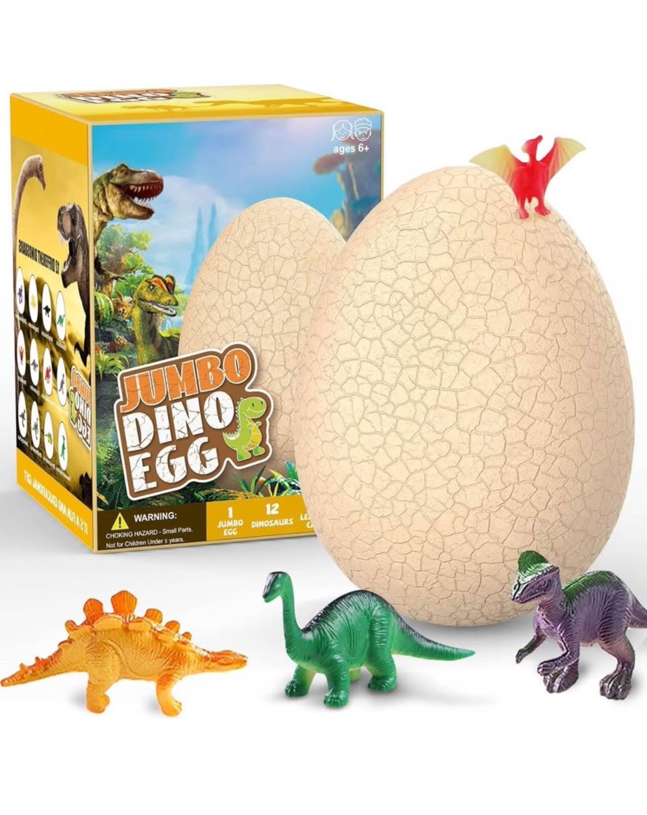 Brandnew Easter Jumbo Dino Eggs Dig Kit, Dino Toys for Kids with 12 Different Dinosaurs in Giant Egg, Easter Party Favor Basket Stuffers Toy Birthday